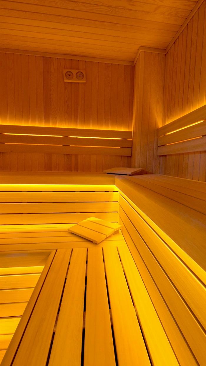 Geleneksel Fin ahşap sauna modeli ve odun sobası görselleri